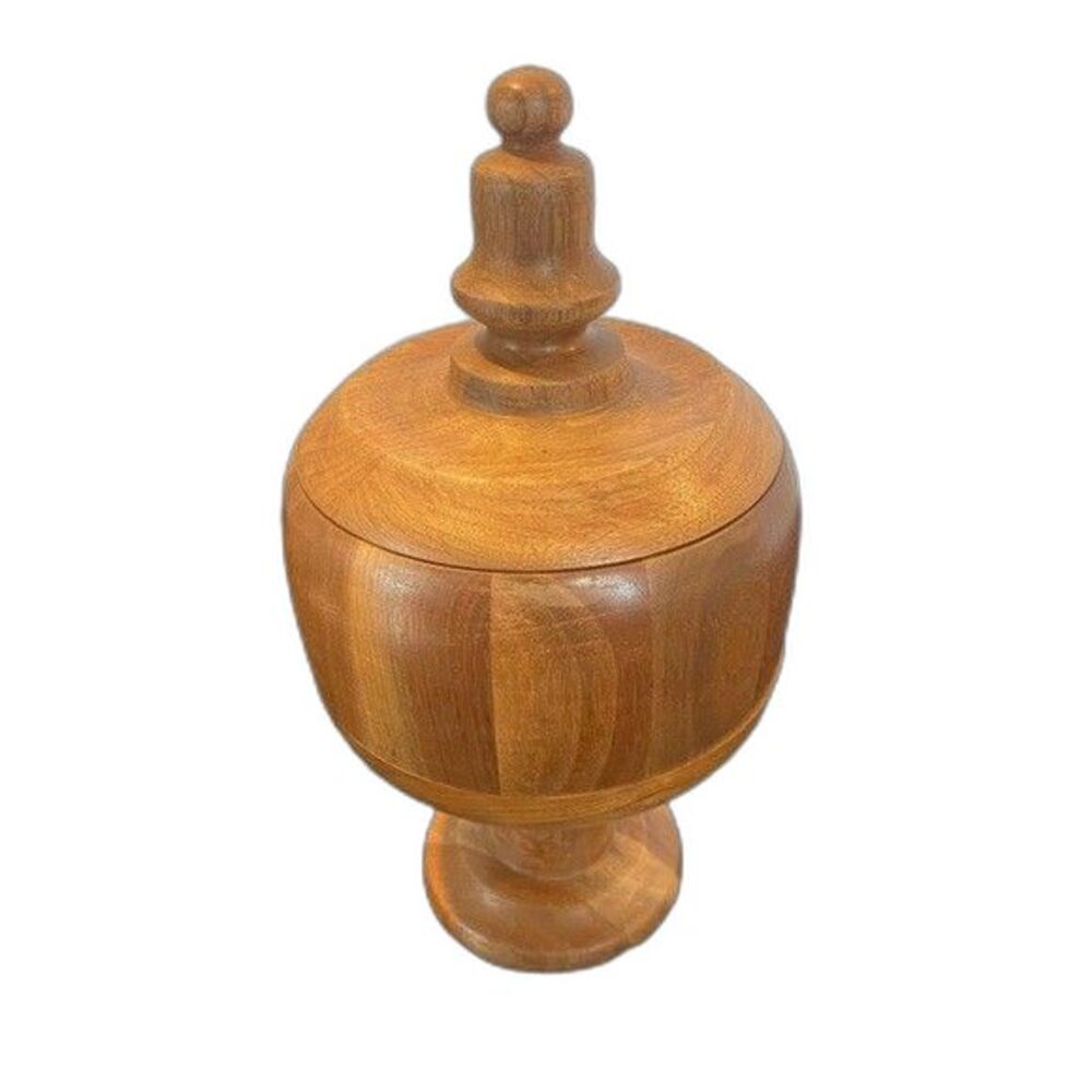 Antique Solid Walnut Pedestal Trinket Jar w/ Lid Lebanon Supply Co 11"